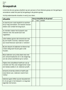 formulier situaties groepsdruk